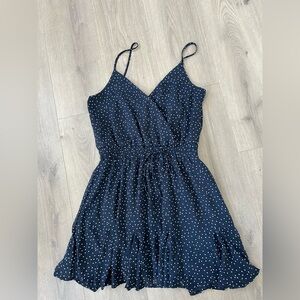 Navy blue polka dot mini dress size Medium